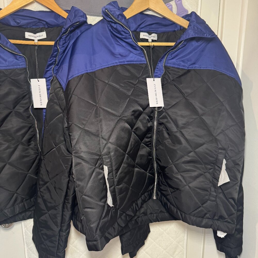 Colorblock Diamond Quilt Puffer Jacket